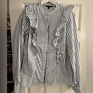 Banana Republic striped ruffle blouse